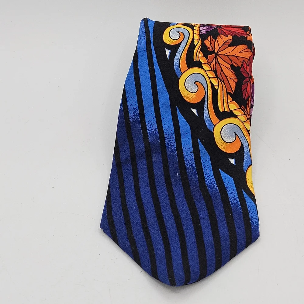 Rare Rush Limbaaug + no boundaries Blue Autumn Leaves Silk Tie